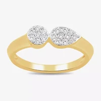 Womens 1/4 CT. T.W. Lab Grown White Diamond 14K Gold Over Silver Cocktail Ring