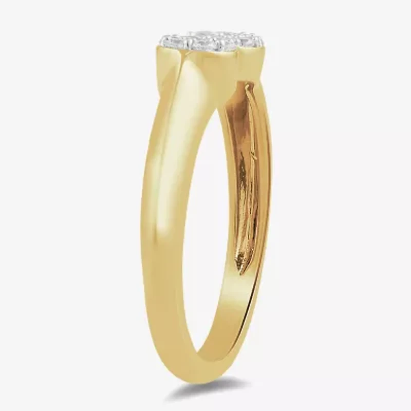 Womens 1/4 CT. T.W. Lab Grown White Diamond 14K Gold Over Silver Cocktail Ring