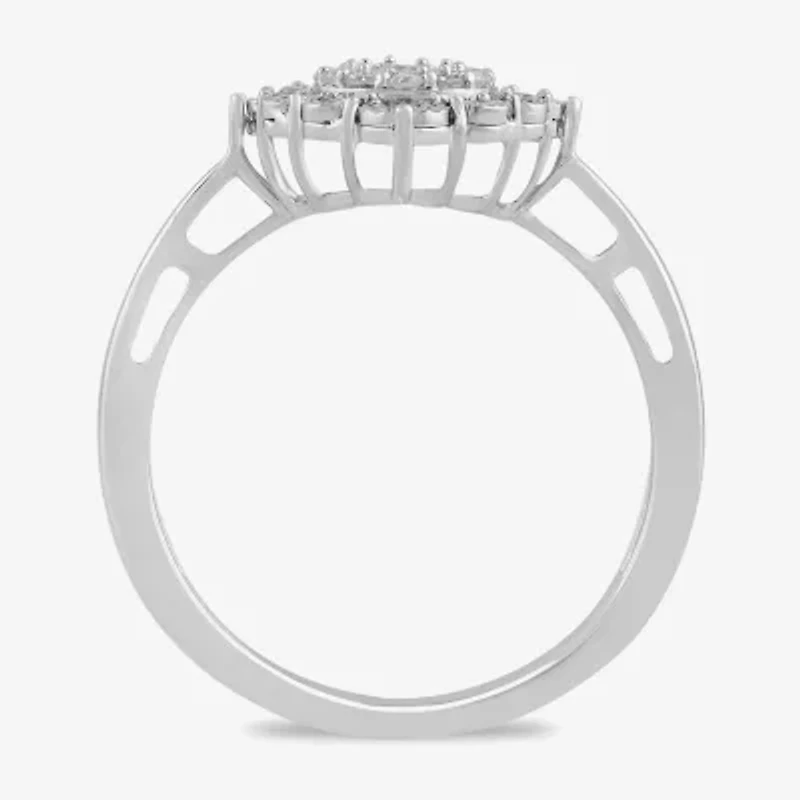 Womens 1/4 CT. T.W. Lab Grown White Diamond Sterling Silver Cocktail Ring