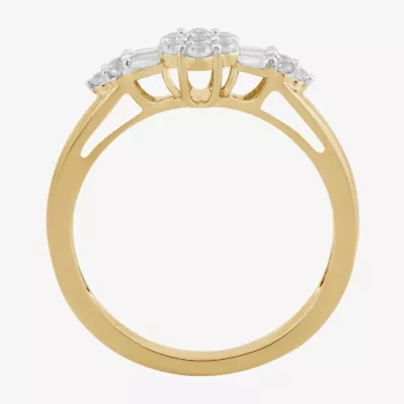 Womens 1/3 CT. T.W. Lab Grown White Diamond 14K Gold Over Silver Cocktail Ring