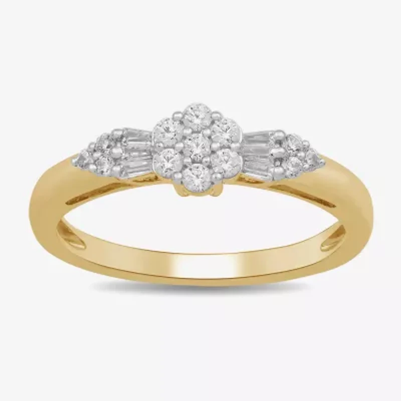 Womens 1/3 CT. T.W. Lab Grown White Diamond 14K Gold Over Silver Cocktail Ring