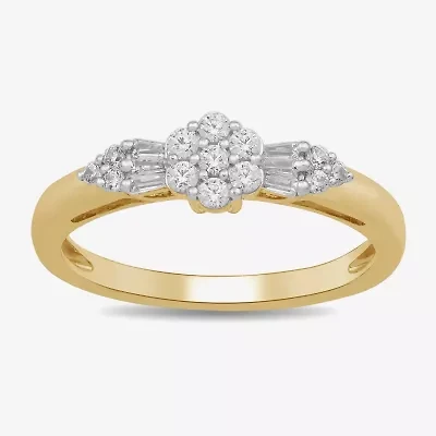Womens 1/3 CT. T.W. Lab Grown White Diamond 14K Gold Over Silver Cocktail Ring