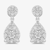 Womens 1/3 CT. T.W. Lab Grown White Diamond Sterling Silver Pear Drop Earrings