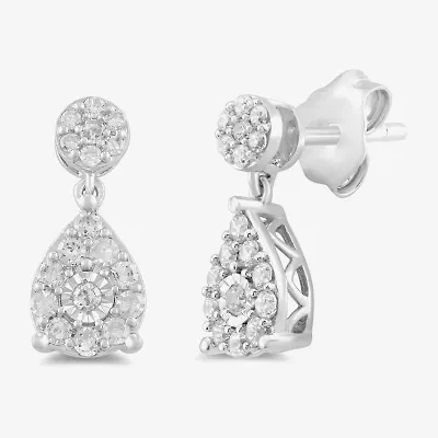 Womens 1/3 CT. T.W. Lab Grown White Diamond Sterling Silver Pear Drop Earrings