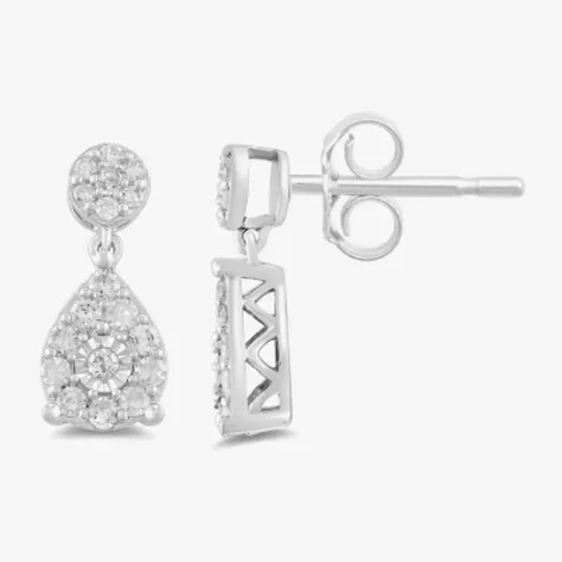 Womens 1/3 CT. T.W. Lab Grown White Diamond Sterling Silver Pear Drop Earrings