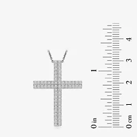 Womens 1/2 CT. T.W. Lab Grown White Diamond Sterling Silver Cross 18 Inch Pendant Necklace