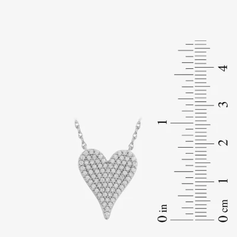 Womens 1/2 CT. T.W. Lab Grown White Diamond Sterling Silver Heart Inch Pendant Necklace