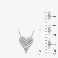 Womens 1/2 CT. T.W. Lab Grown White Diamond Sterling Silver Heart Inch Pendant Necklace