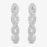 Womens 1/2 CT. T.W. Lab Grown White Diamond Sterling Silver 19.4mm Hoop Earrings