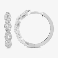 Womens 1/2 CT. T.W. Lab Grown White Diamond Sterling Silver 19.4mm Hoop Earrings