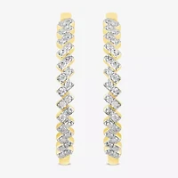Womens 1/2 CT. T.W. Lab Grown White Diamond 14K Gold Over Silver 32.3mm Hoop Earrings
