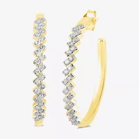 Womens 1/2 CT. T.W. Lab Grown White Diamond 14K Gold Over Silver 32.3mm Hoop Earrings