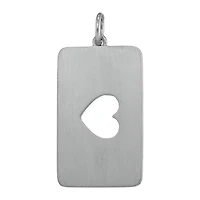 Personalized 10K White Gold Rectangular Cut-out Heart with Names Pendant Necklace