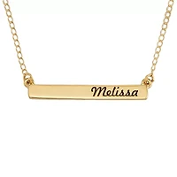 Personalized 10K Yellow Gold Engraved Name Bar Pendant Necklace