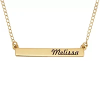 Personalized 14K Yellow Gold Engraved Name Bar Pendant Necklace