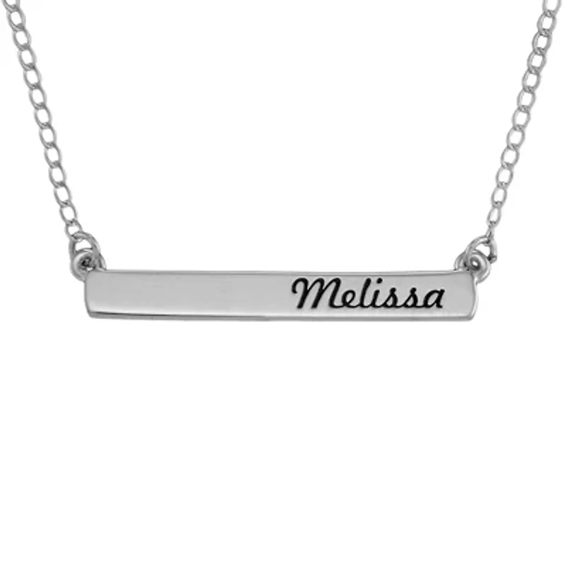 Personalized 14K Gold Engraved Name Bar Pendant Necklace