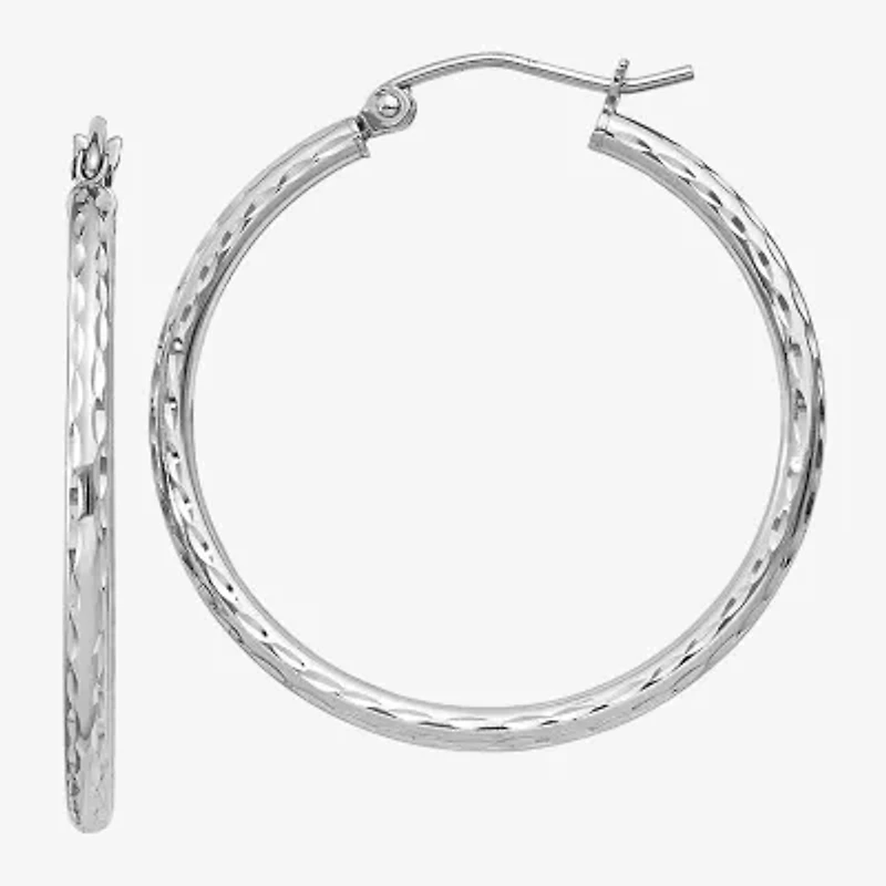 Womens Sterling Silver Titanium 32mm Hoop Earrings