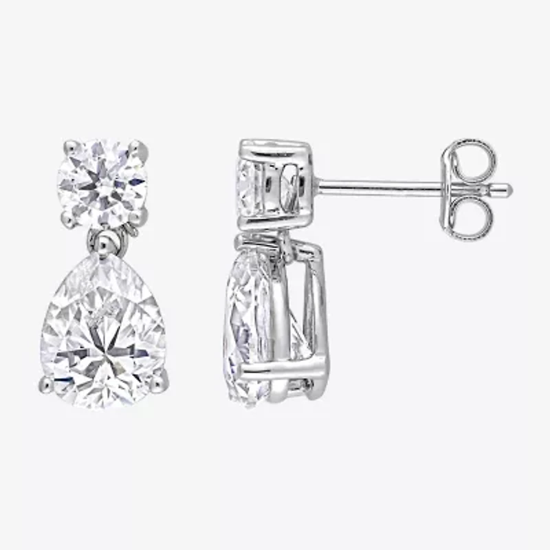 Womens CT. T.W. Lab Created White Moissanite Sterling Silver Drop Earrings