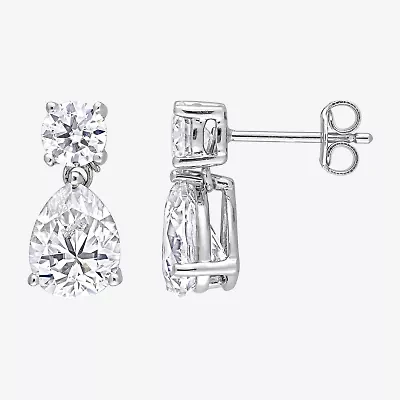Womens 5 CT. T.W. Lab Created White Moissanite Sterling Silver Drop Earrings