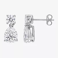 Womens CT. T.W. Lab Created White Moissanite Sterling Silver Drop Earrings