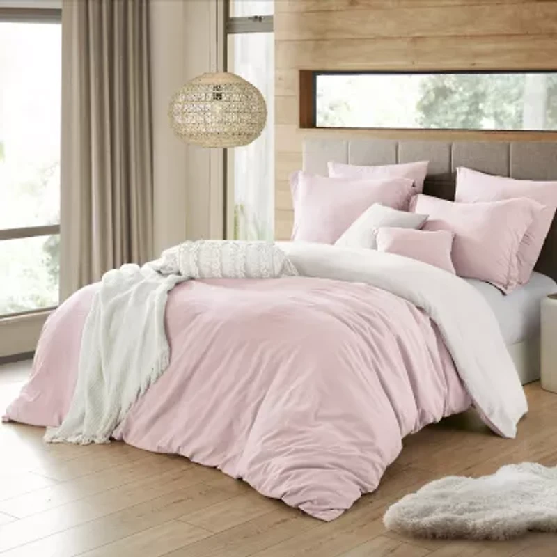 Swift Home Modern Prewashed Crinkle Reversible Duvet Cover Set