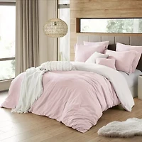 Swift Home Modern Prewashed Crinkle Reversible Duvet Cover Set