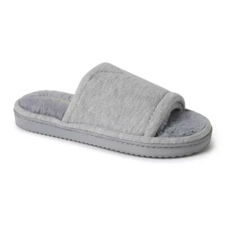 Dearfoams Demi Rib Knit Womens Memory Foam Slip-On Slippers