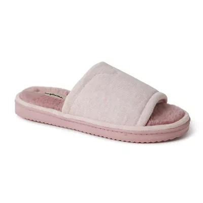Dearfoams Demi Rib Knit Womens Memory Foam Slip-On Slippers