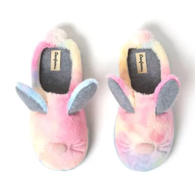Dearfoams Unisex Bunny Womens Memory Foam Clog Slippers