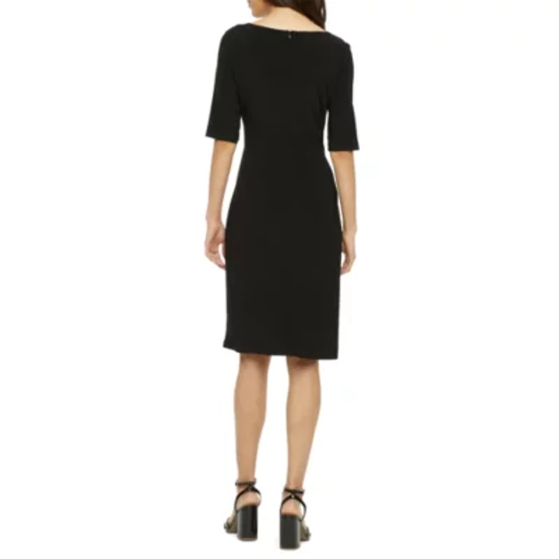 Jessica Howard Womens Short Sleeve Sheath Dress
