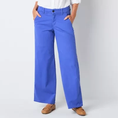 St. John's Bay Womens Wide Leg Mid Rise Tall Trouser
