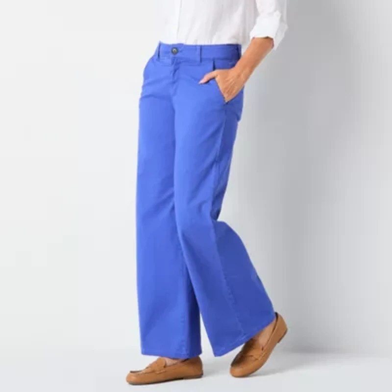 St. John's Bay Womens Wide Leg Mid Rise Tall Trouser