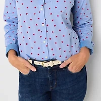 St. John's Bay Womens Long Sleeve Cuffed Oversized Tall Button-Down Shirt