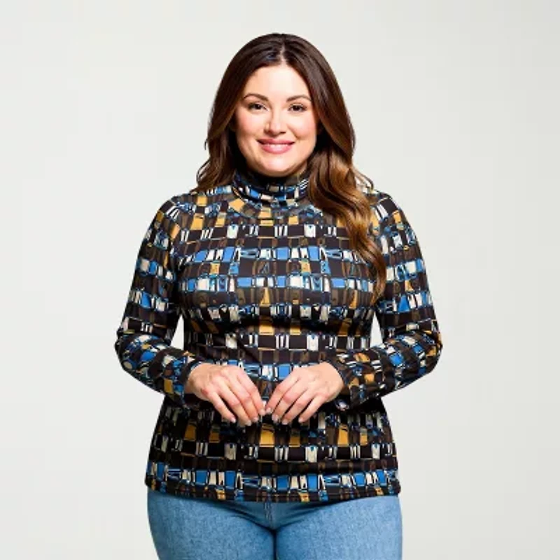 24seven Comfort Apparel Womens Plus Long Sleeve Turtleneck