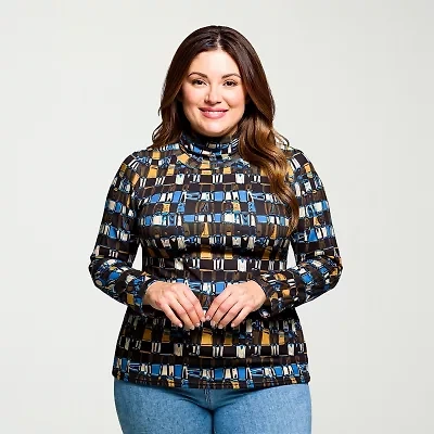 24seven Comfort Apparel Womens Plus Long Sleeve Turtleneck