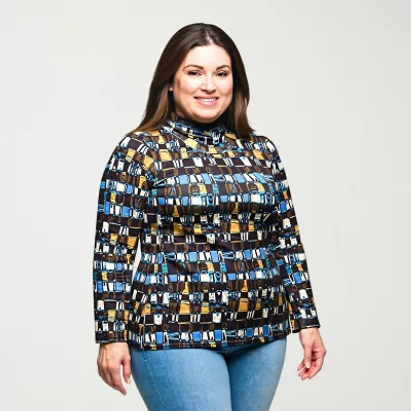 24seven Comfort Apparel Womens Plus Long Sleeve Turtleneck