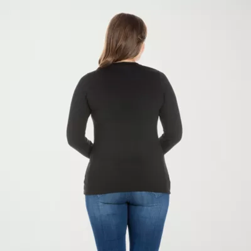 24seven Comfort Apparel Womens Plus Scoop Neck Long Sleeve T-Shirt
