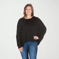 24seven Comfort Apparel Womens Plus Round Neck 3/4 Sleeve Blouse