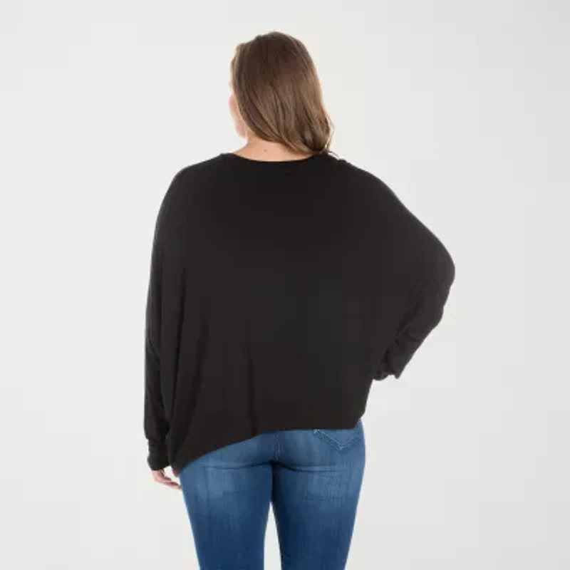 24seven Comfort Apparel Womens Plus Round Neck 3/4 Sleeve Blouse