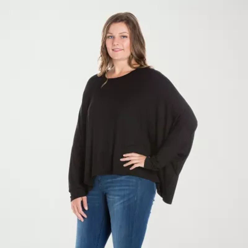 24seven Comfort Apparel Womens Plus Round Neck 3/4 Sleeve Blouse