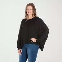 24seven Comfort Apparel Womens Plus Round Neck 3/4 Sleeve Blouse