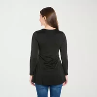 24seven Comfort Apparel Womens Plus Long Sleeve Regular Fit Henley Shirt