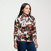 24seven Comfort Apparel Womens Plus Long Sleeve Turtleneck