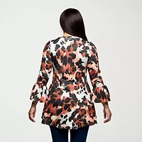 24seven Comfort Apparel Plus Womens U Neck Long Sleeve Tunic Top