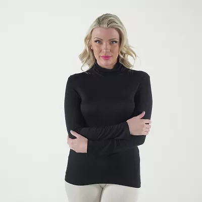 24seven Comfort Apparel Womens Plus Long Sleeve Turtleneck