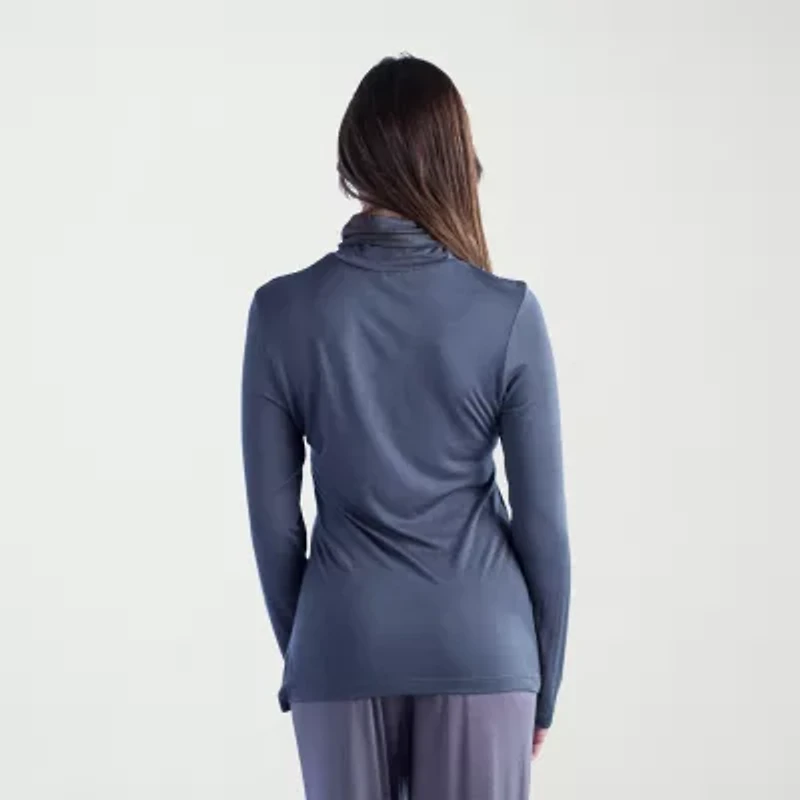 24seven Comfort Apparel Womens Plus Long Sleeve Turtleneck