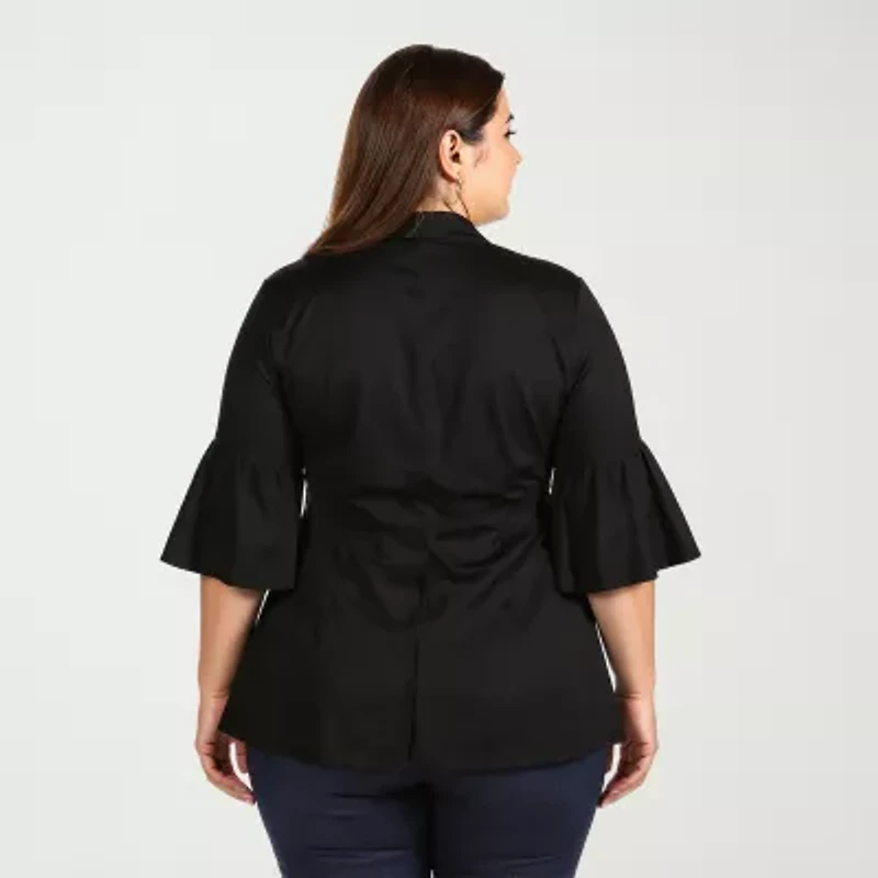 24seven Comfort Apparel Womens Long Sleeve Open Front Plus Cardigan