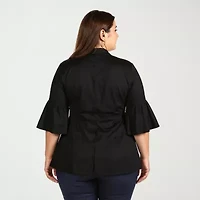 24seven Comfort Apparel Womens Long Sleeve Open Front Plus Cardigan