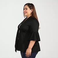 24seven Comfort Apparel Womens Long Sleeve Open Front Plus Cardigan