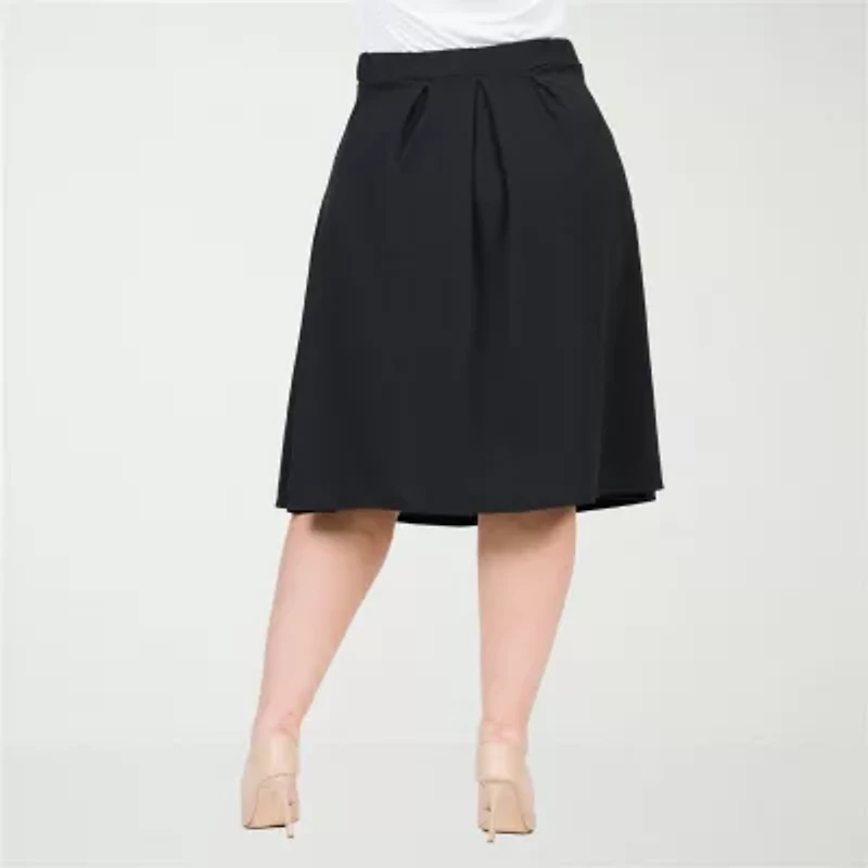 24seven Comfort Apparel Womens Plus Pleated Skirt